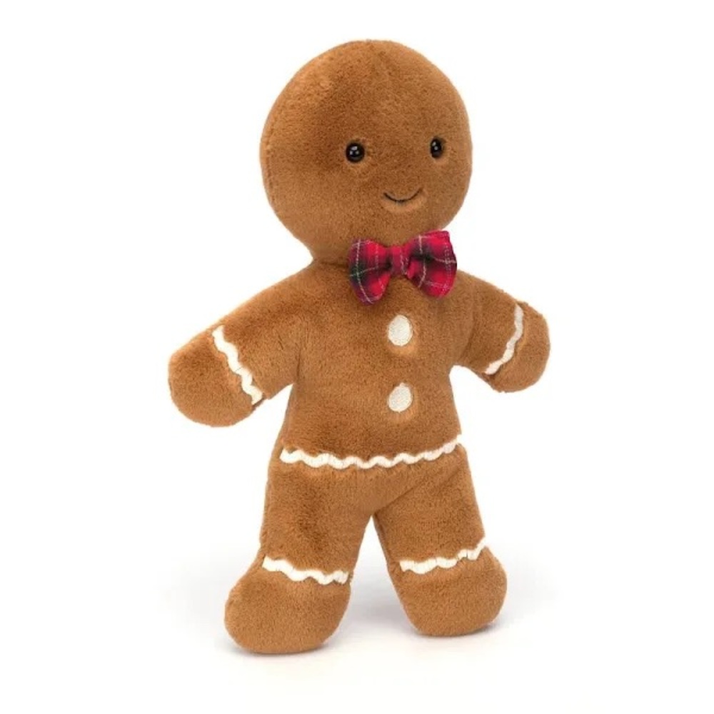 NWT! Jellycat Gingerbread Plush Toy with Red Bow Tie